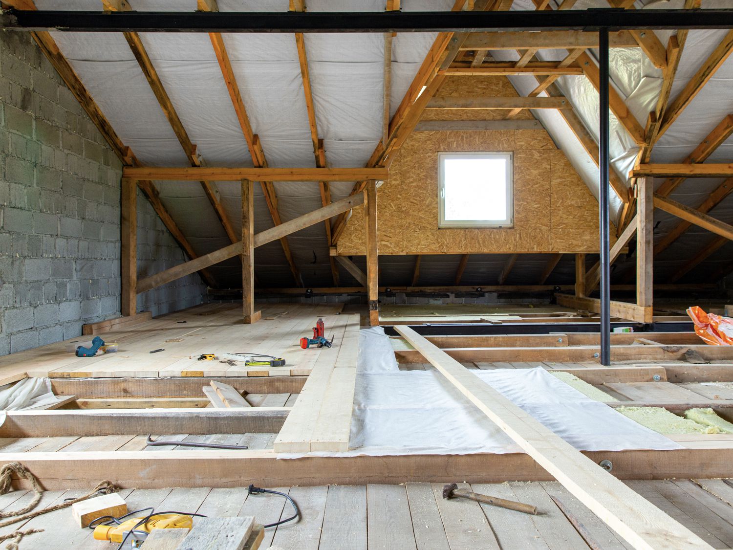 A home addition under active construction